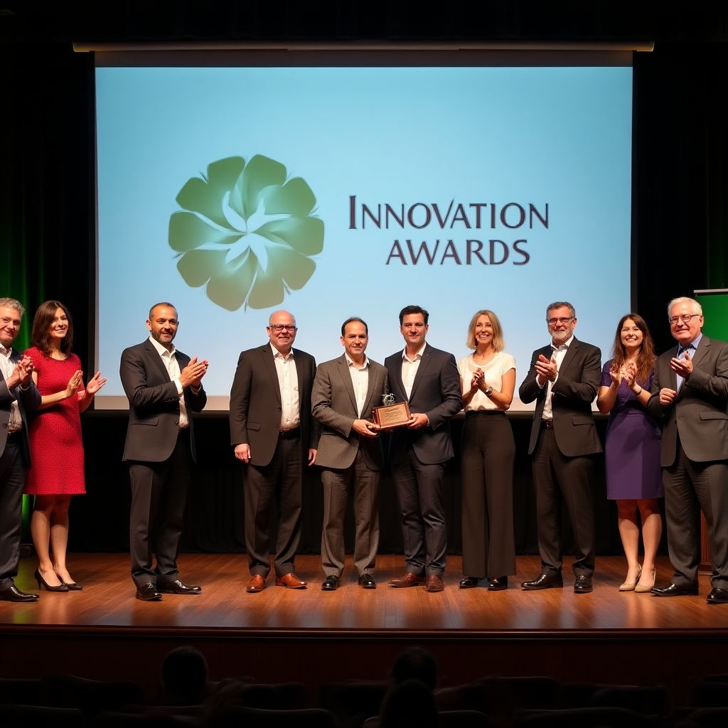 Equipo ElectroAutos recibiendo premio de innovación