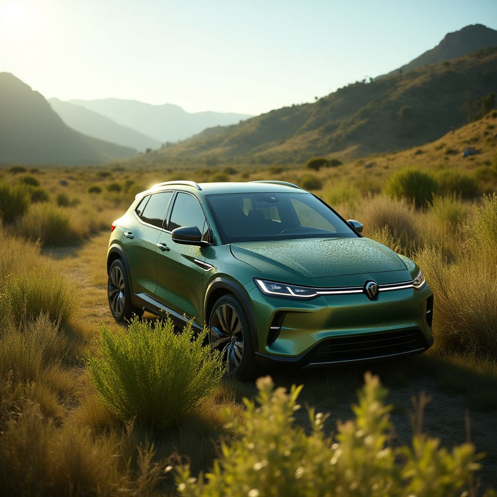 Auto eléctrico en ambiente natural